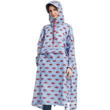 women loose fit printed rain poncho oversized recycled polyester rain cape Rpet rain jacket